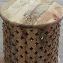 Small Tan Bamileke Carved Wood Table or Stool